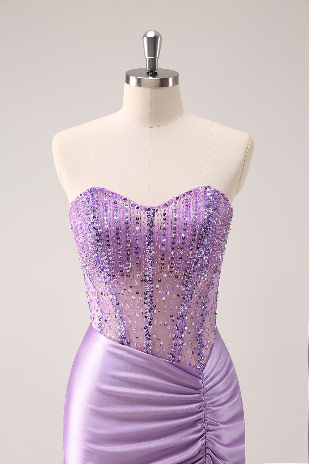 Sparkly Beading Lilac Corset Short Tight Homecoming Dress