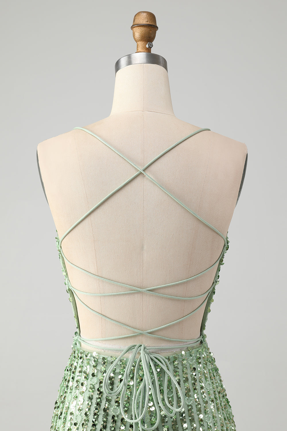 Unique Sparkly Green Tight Sequins Short Homecoming Dress with Lace Up Back