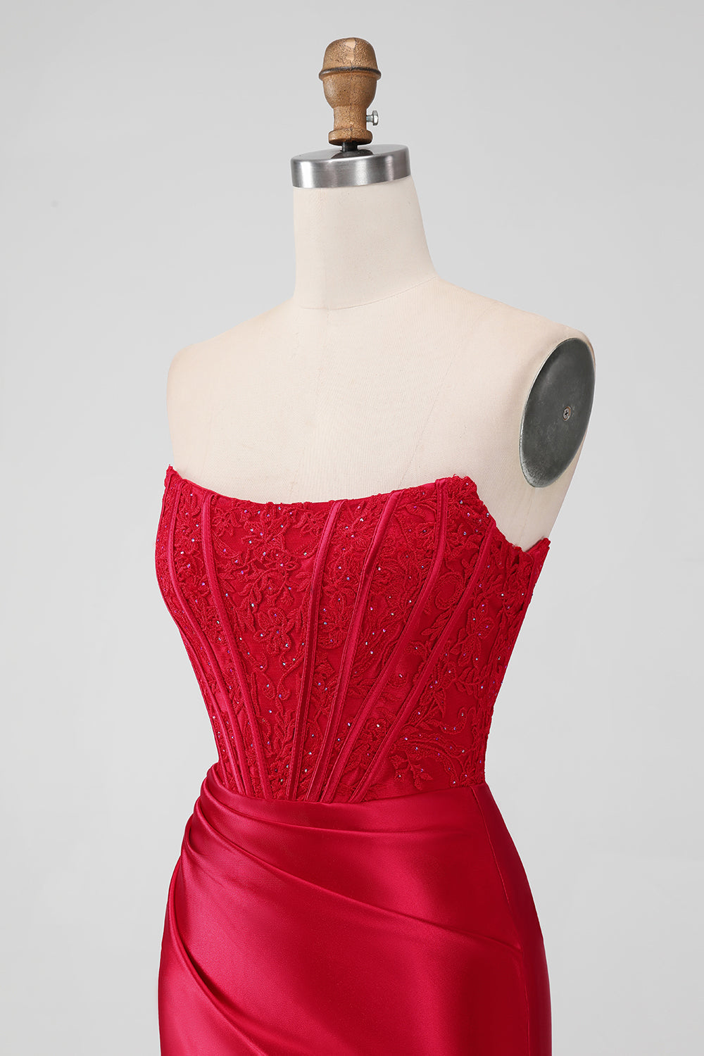 Sparky Red Strapless Bodycon Short Homecoming Dress with Lace