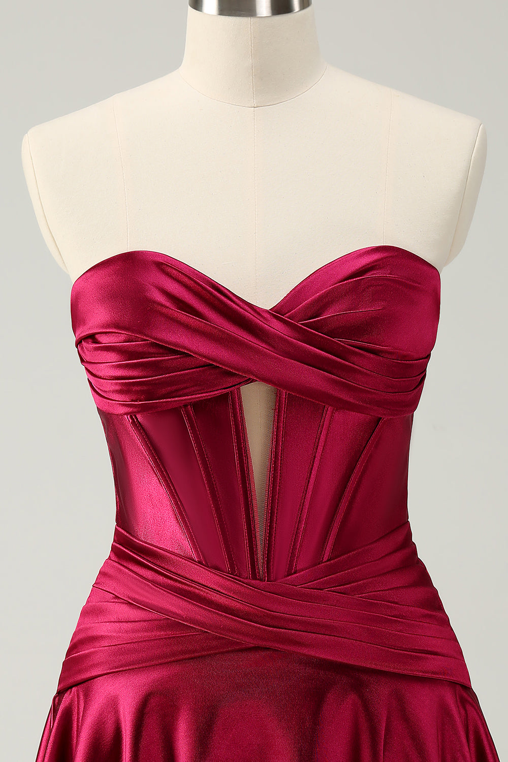 Fuchsia A Line Strapless Satin Short Homecoming Dress