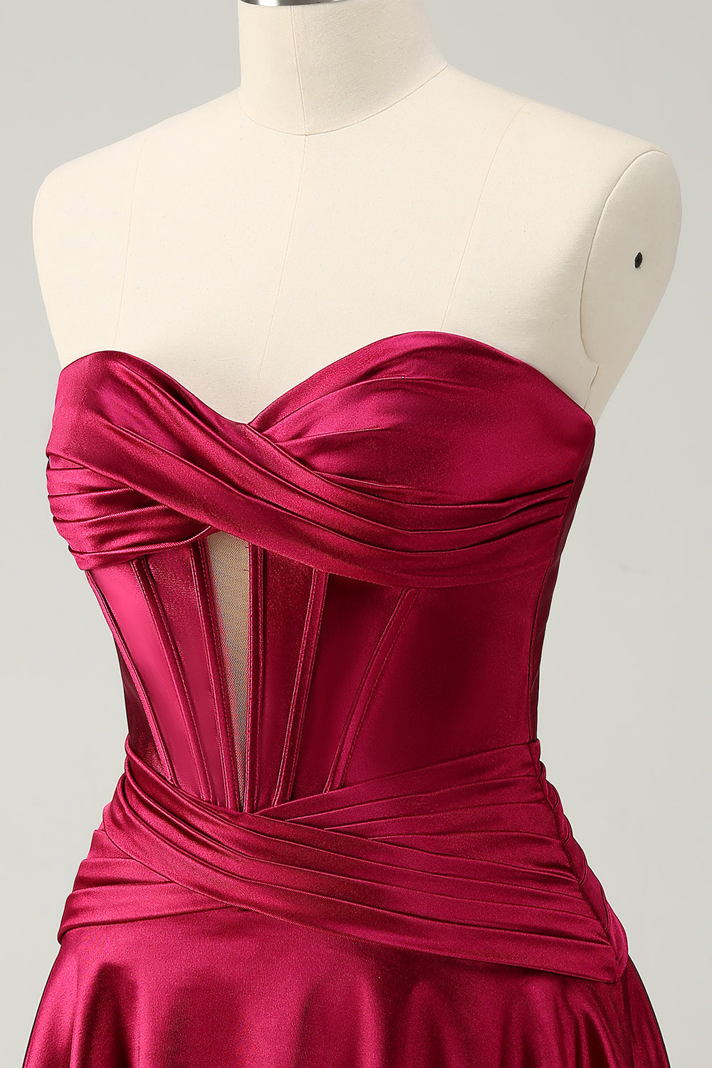 Fuchsia A Line Strapless Satin Short Homecoming Dress