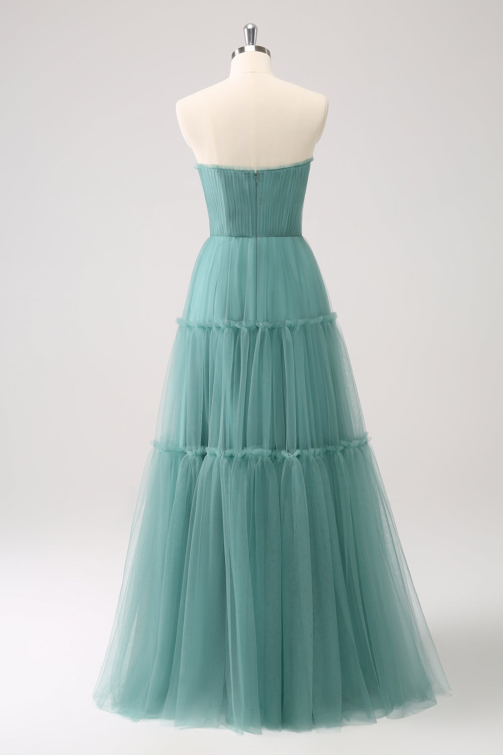 Eucalyptus Strapless Corset Tulle A-Line Bridesmaid Dress