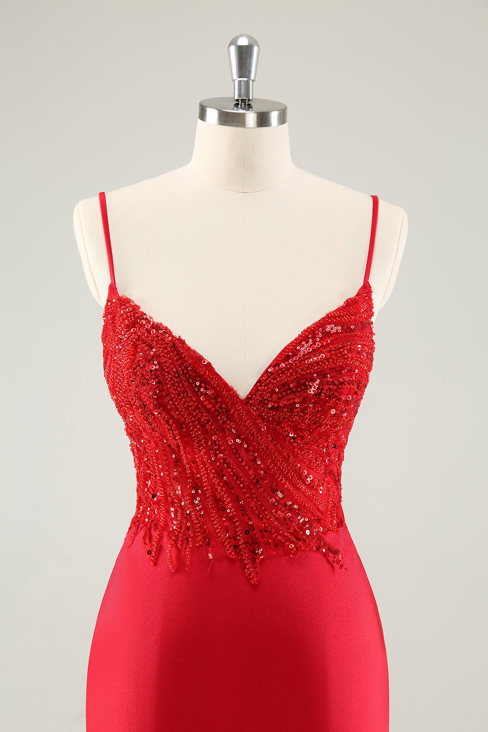 Sparkly Red Bodycon Spaghetti Straps Homecoming Dress with Sequins