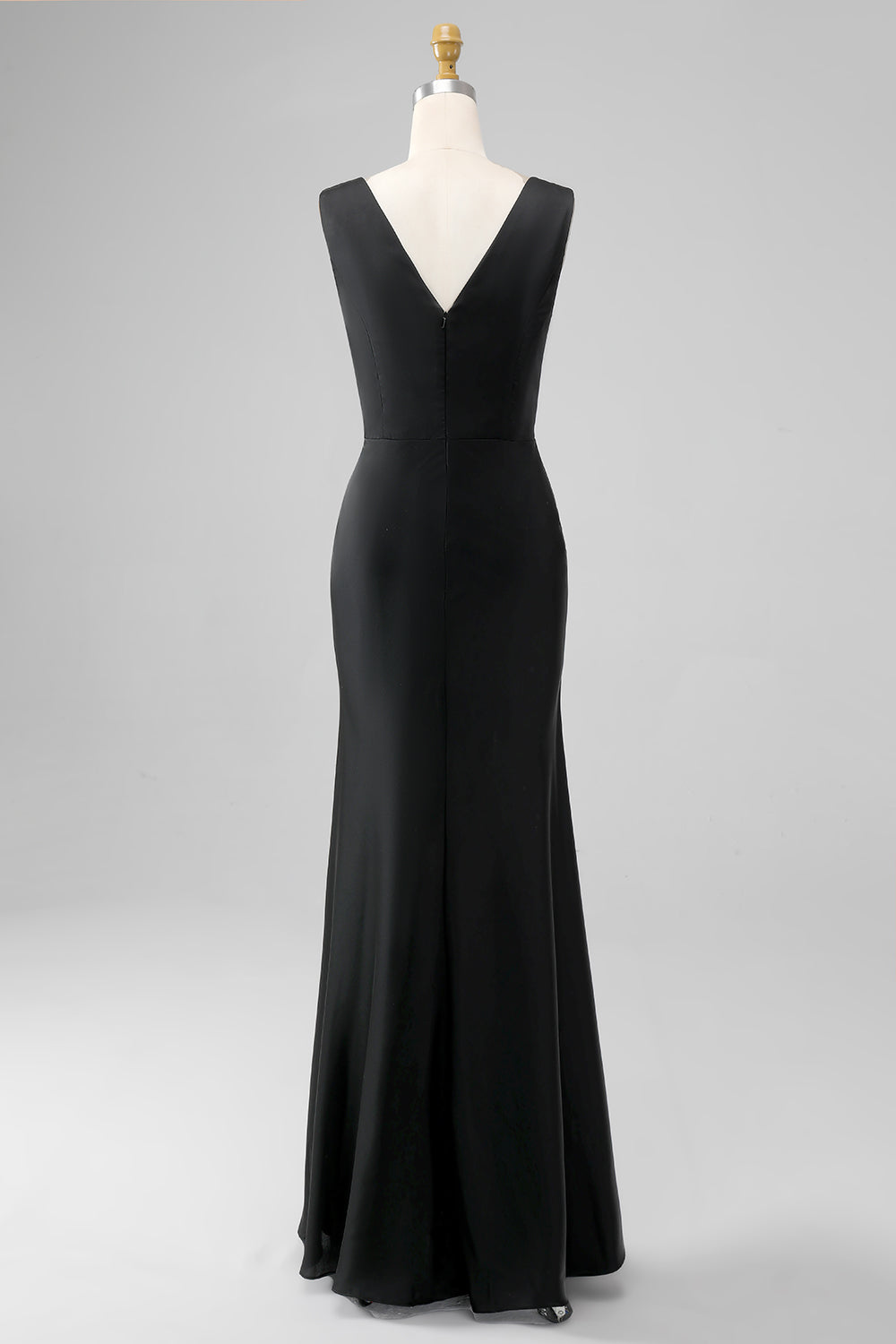 Black Mermaid Cowl Neck Satin Long Bridesmaid Dress