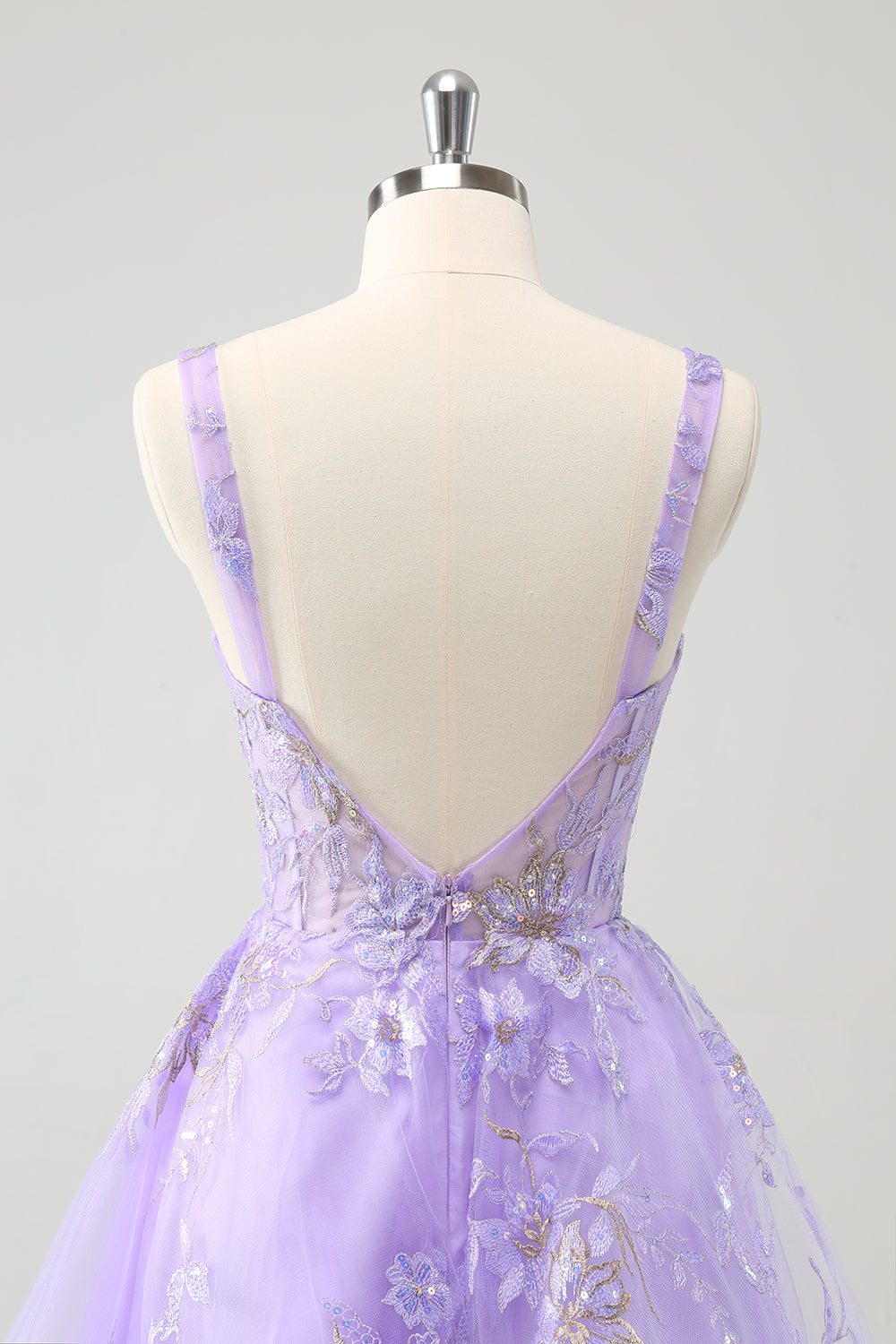 Sparkly Lilac Corset A Line Floral Short Homecoming Dress