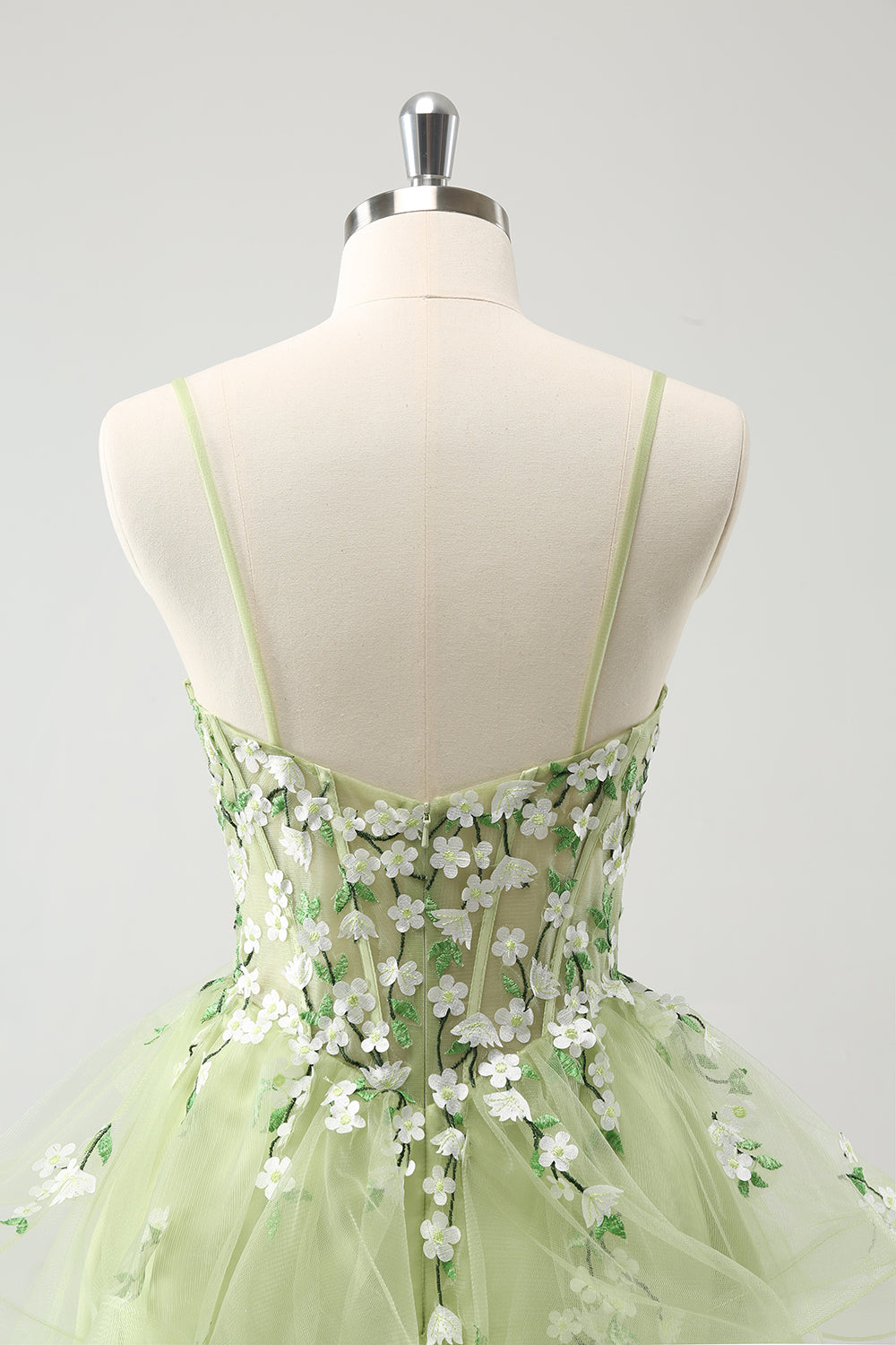 Light Green A-Line Applique Short Homecoming Dress with Ruffles