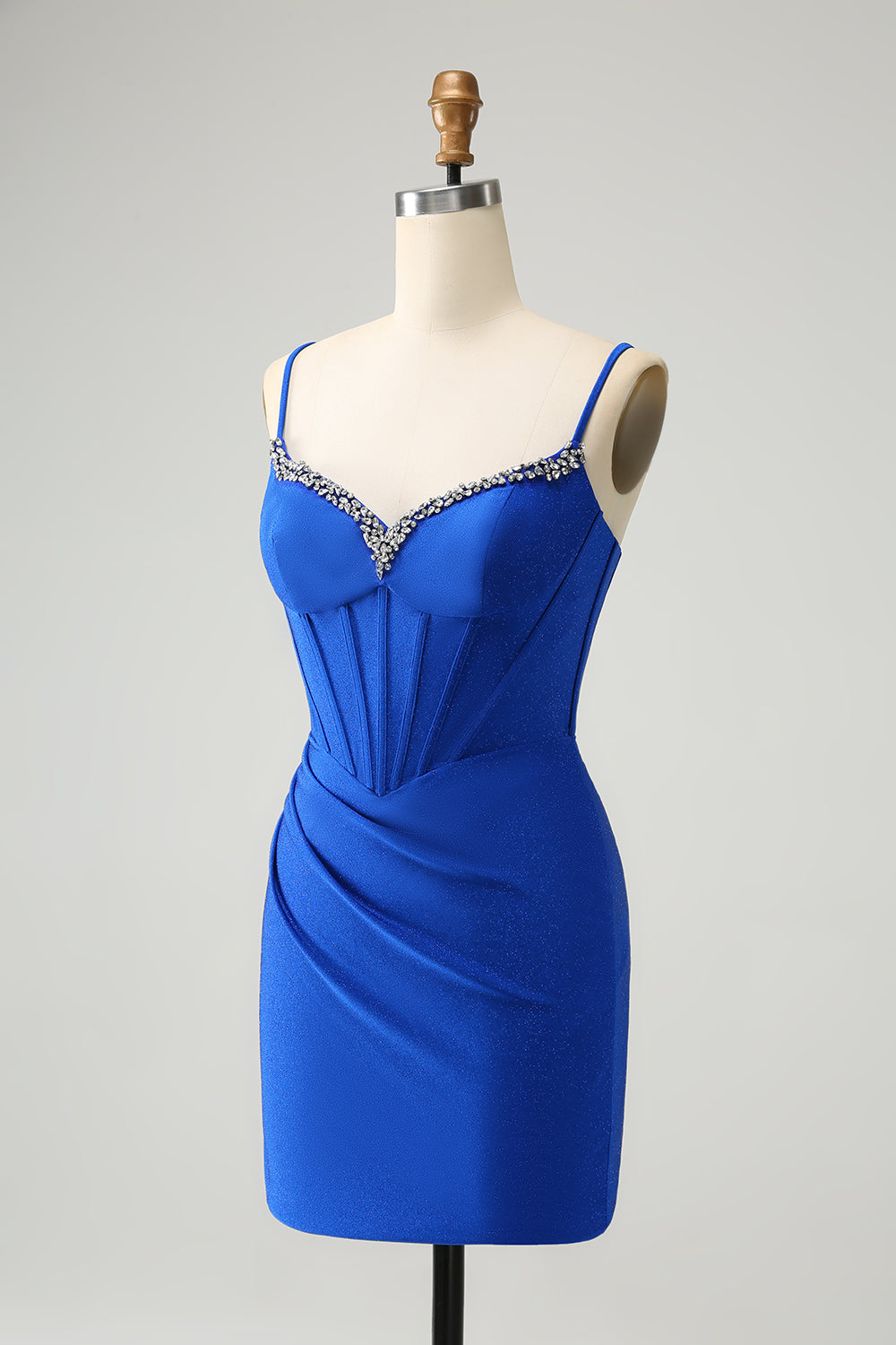 Royal Blue Tight Corset Short Homecoming Dress with Beadings