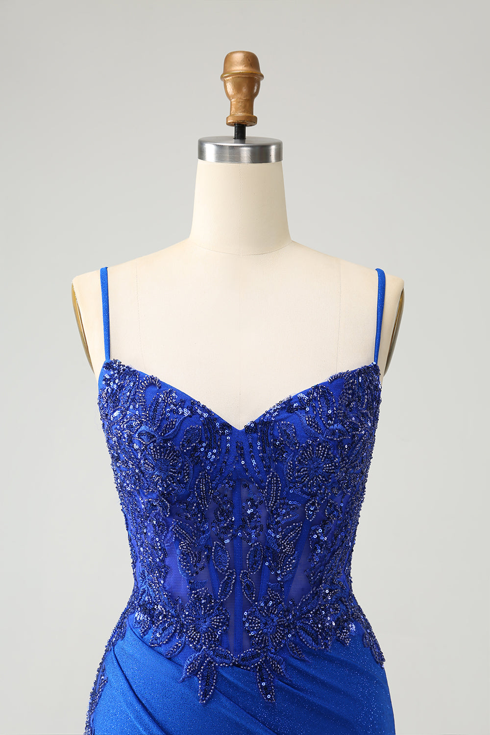 Sparkly Corset Royal Blue Tight Short Homecoming Dress with Beadings