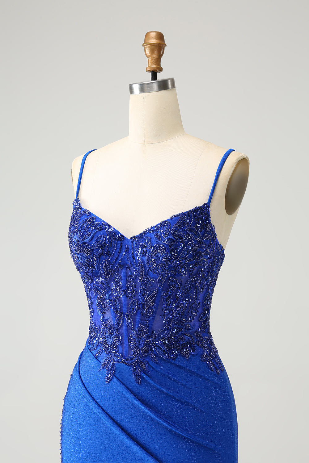 Sparkly Corset Royal Blue Tight Short Homecoming Dress with Beadings