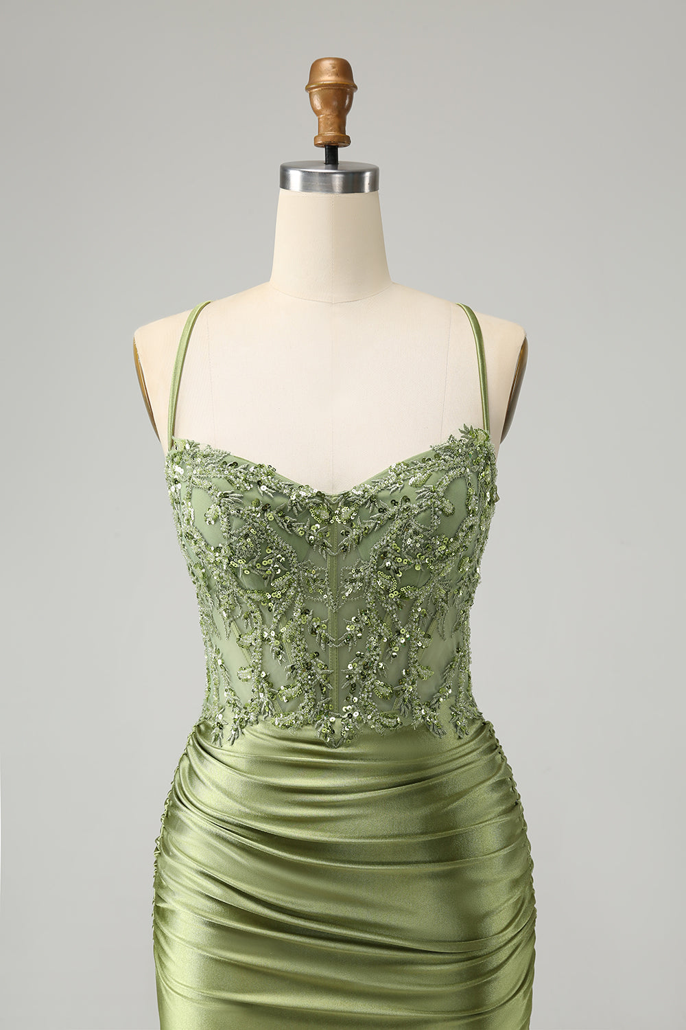 Sparkly Corset Light Green Tight Short Homecoming Dress with Beadings