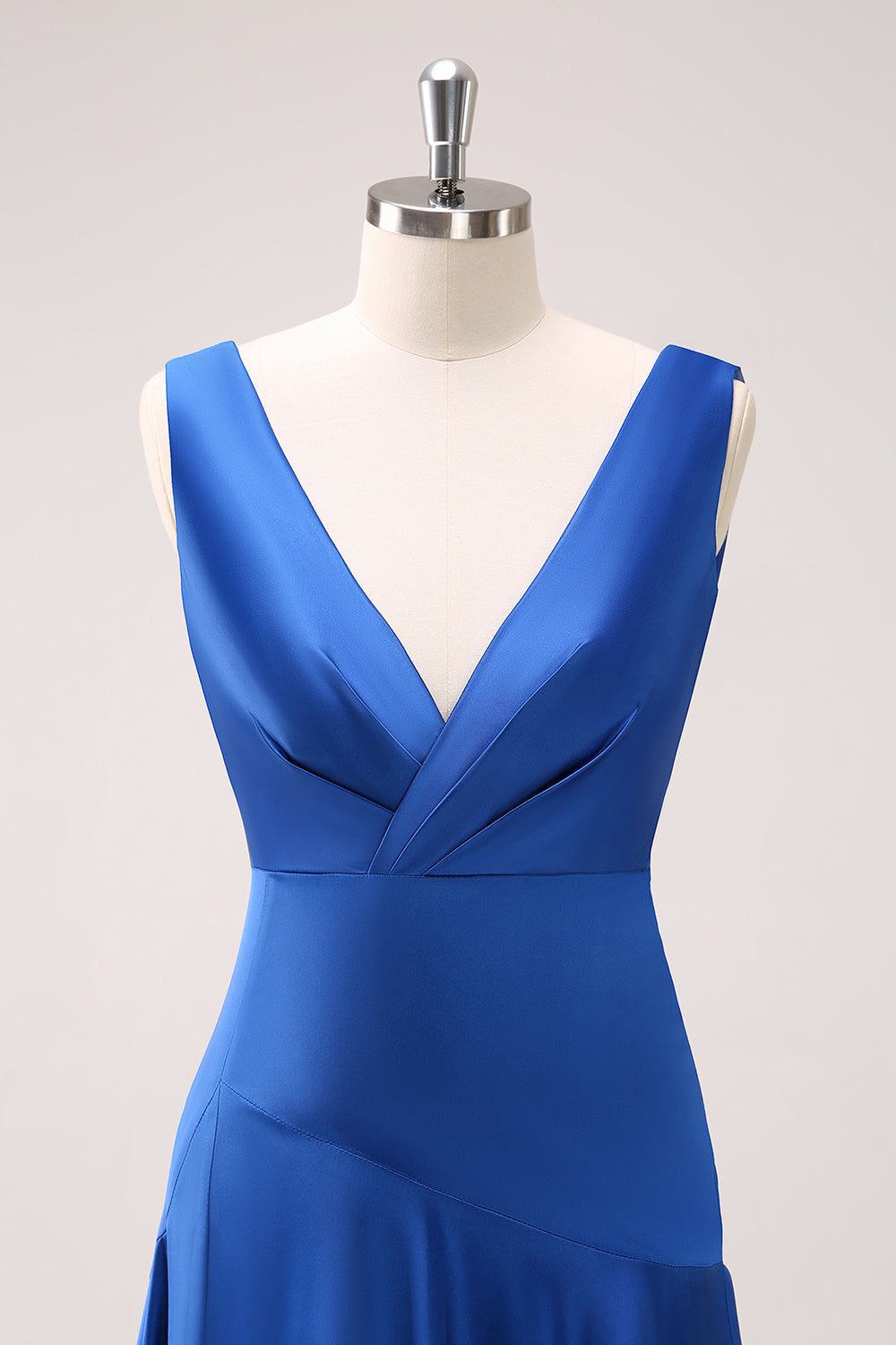 Satin Ink Blue Long Bridesmaid Dress with Slit