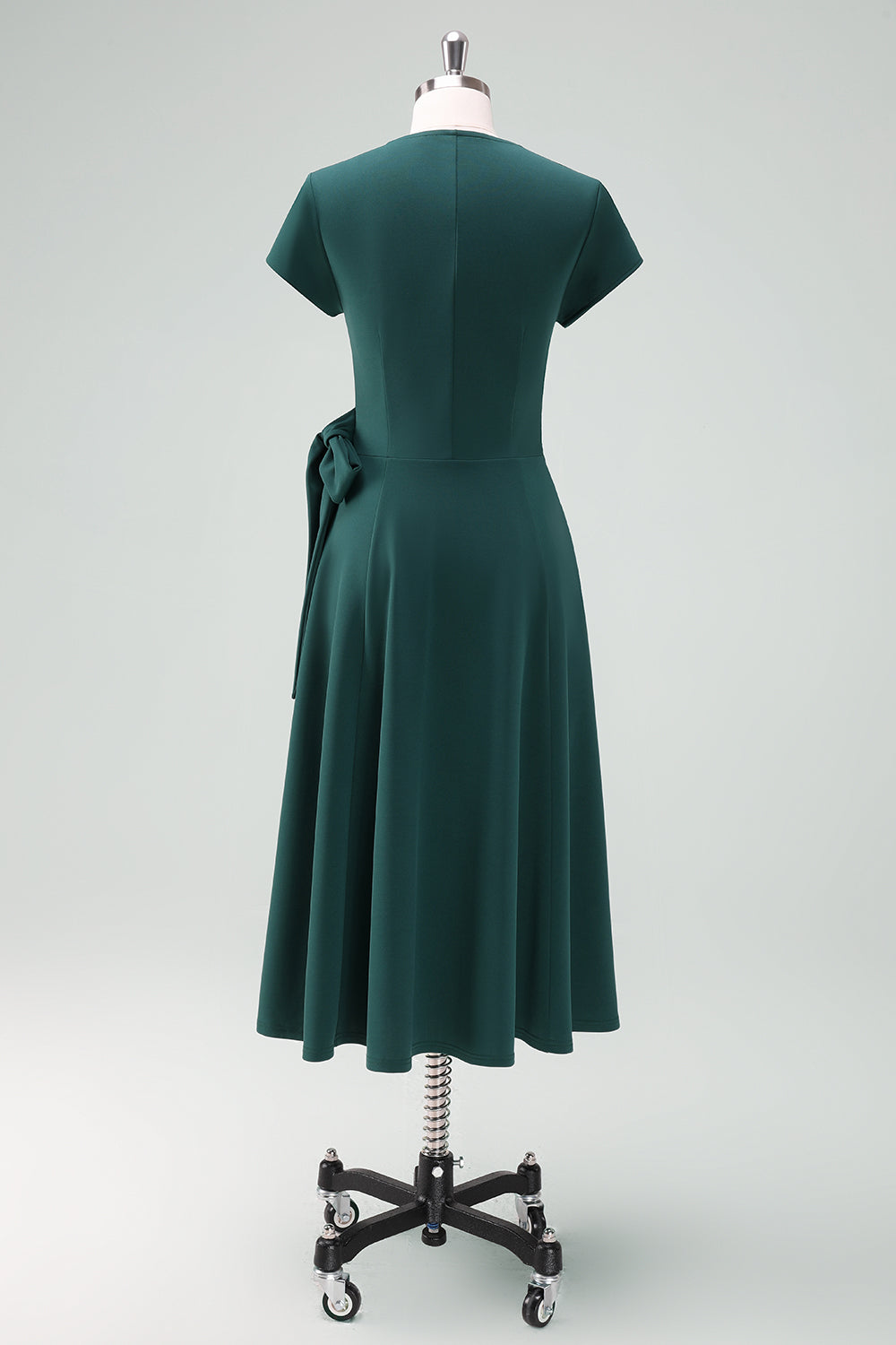 A-Line Dark Green Cocktail Dress with Short Sleeves