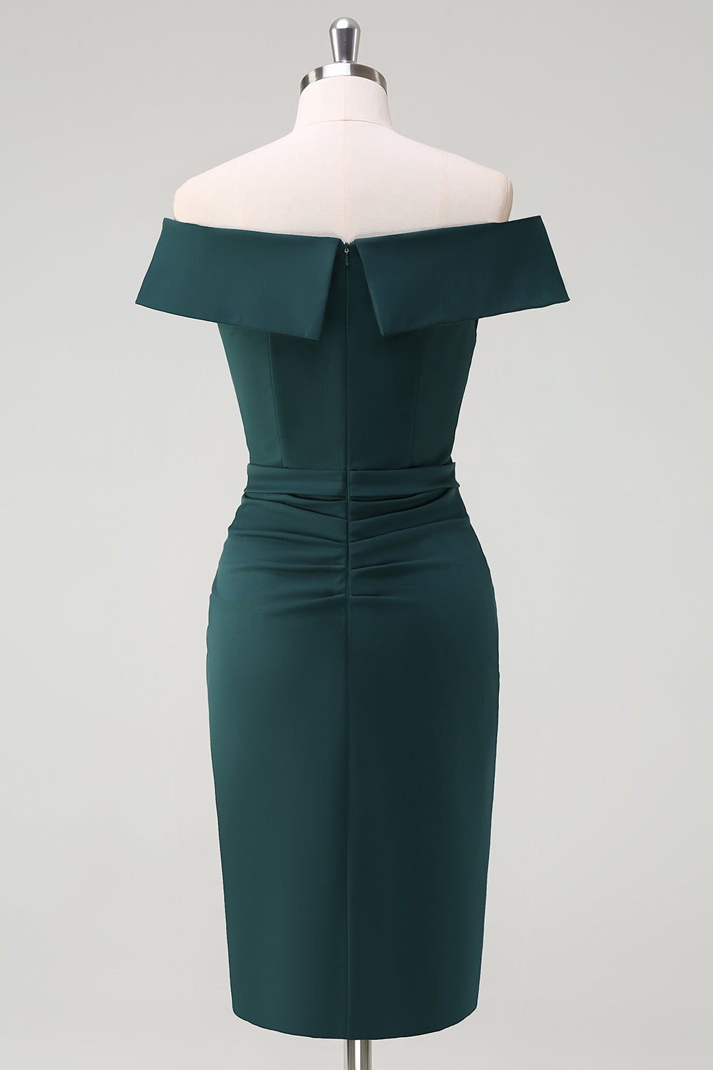 Dark Green Ruffled Off the Shoulder Bodycon Cocktail Party Dress