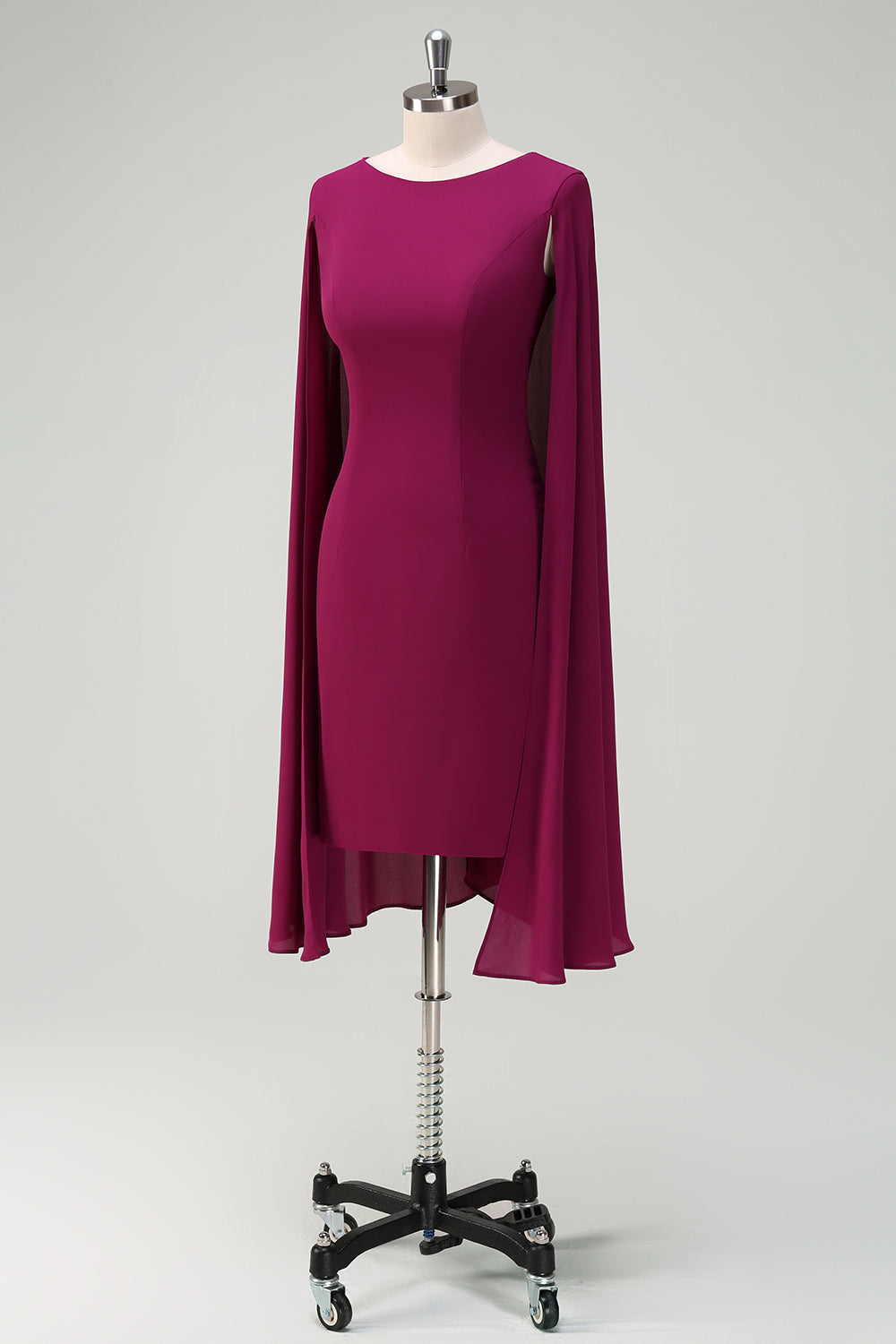 Grape Bodycon Cocktail Party Dress With Cape