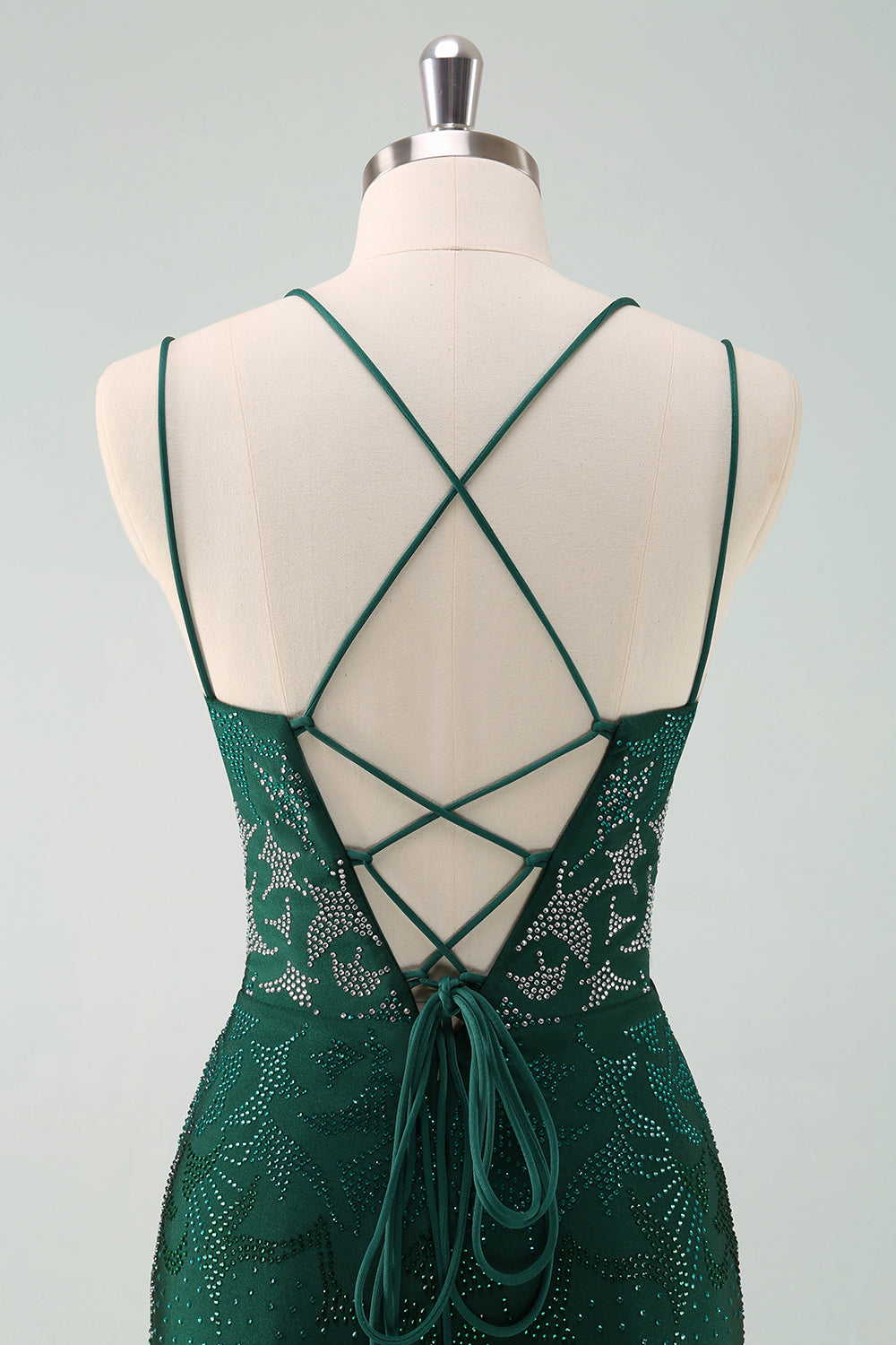 Dark Green Bodycon Spaghetti Straps Short Homecoming Dress with Beading