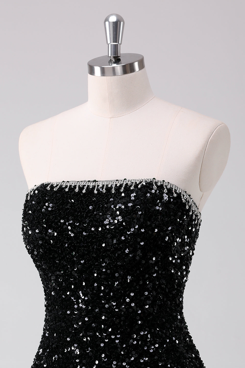 Sparkly Black A-Line Strapless Sequins Short Homecoming Dress