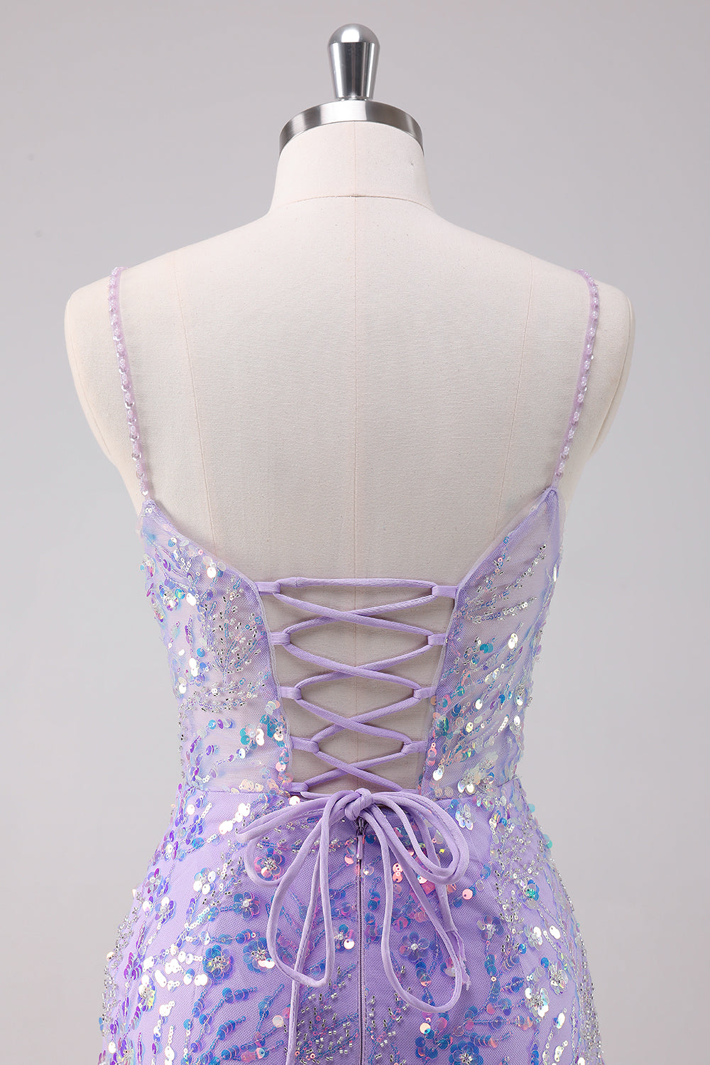 Sparkly Purple Bodycon Spaghetti Straps Sequins Short Homecoming Dress