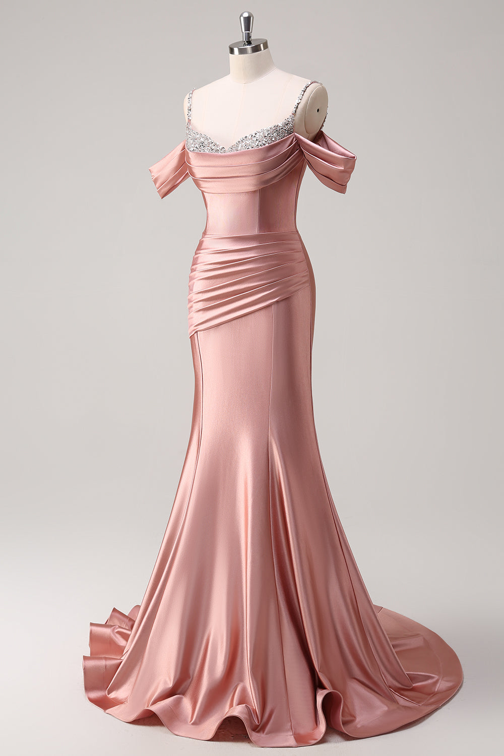 Blush Cold Shoulder Mermaid Long Prom Dress