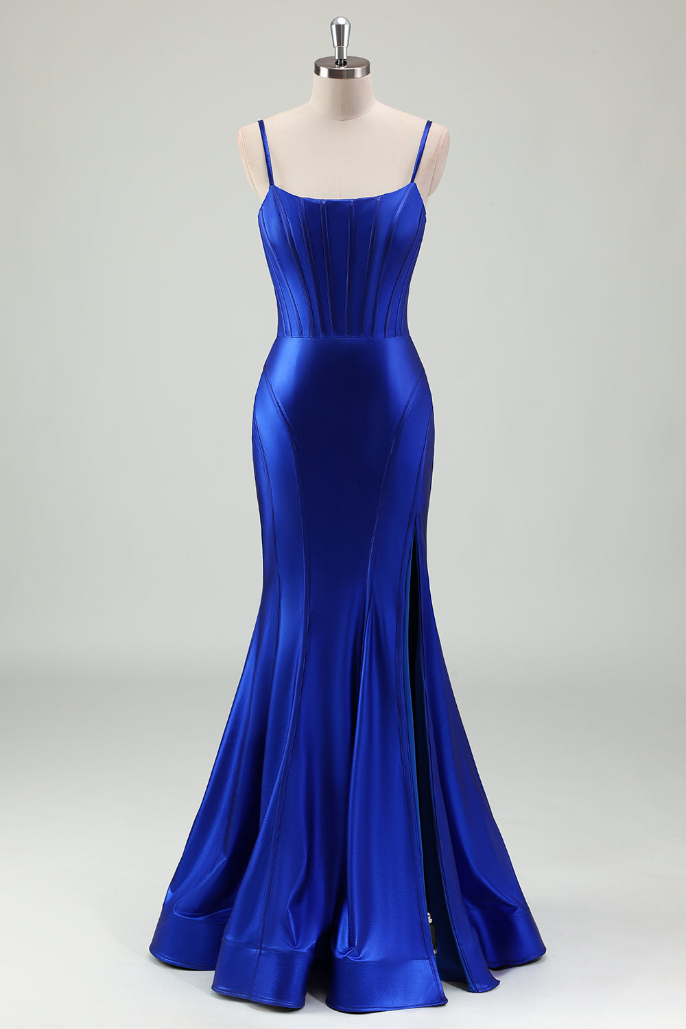 Mermaid Royal Blue Spaghetti Straps Long Prom Dress