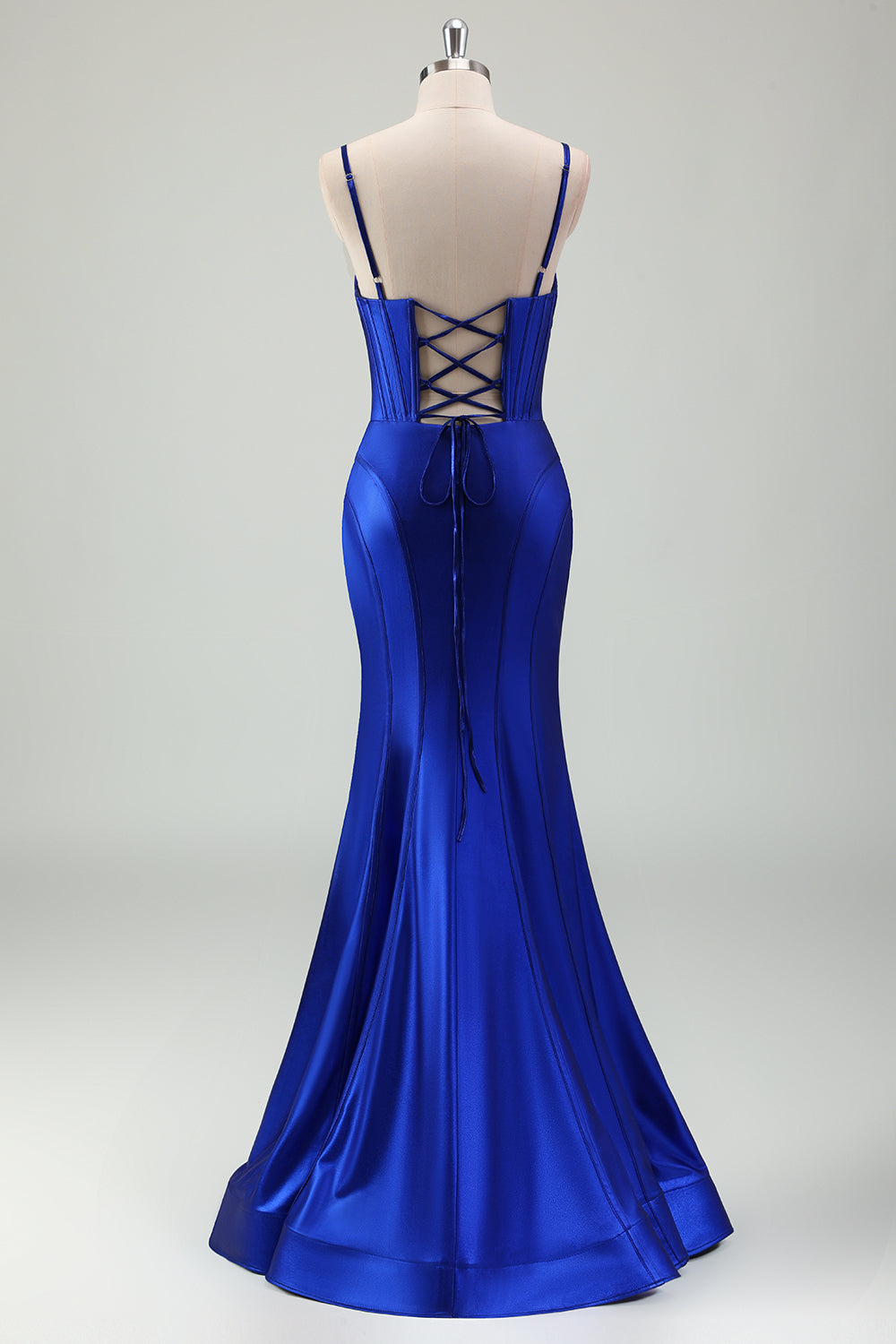 Mermaid Royal Blue Spaghetti Straps Long Prom Dress