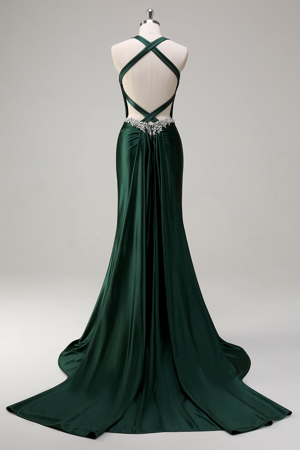 Dark Green Floral Mermaid Corset Satin Long Prom Dress