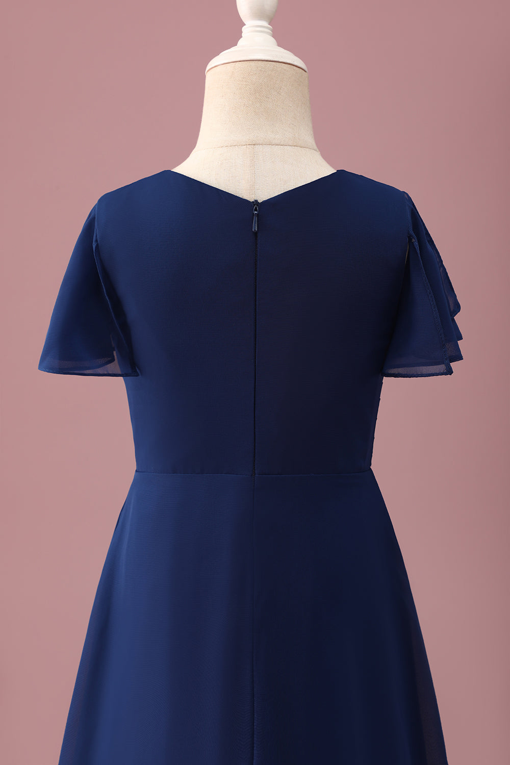 Navy A-Line Chiffon Junior Bridesmaid Dress