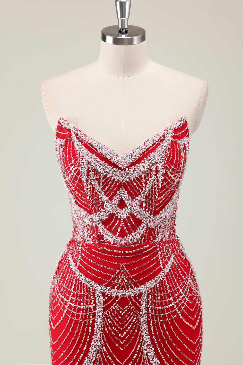 Sparkly Red Mermaid Sweetheart Long Prom Dress With Beadings