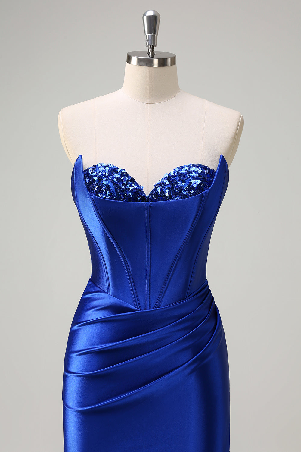 Royal Blue Mermaid Sequined Sweetheart Long Prom Dress with Slit