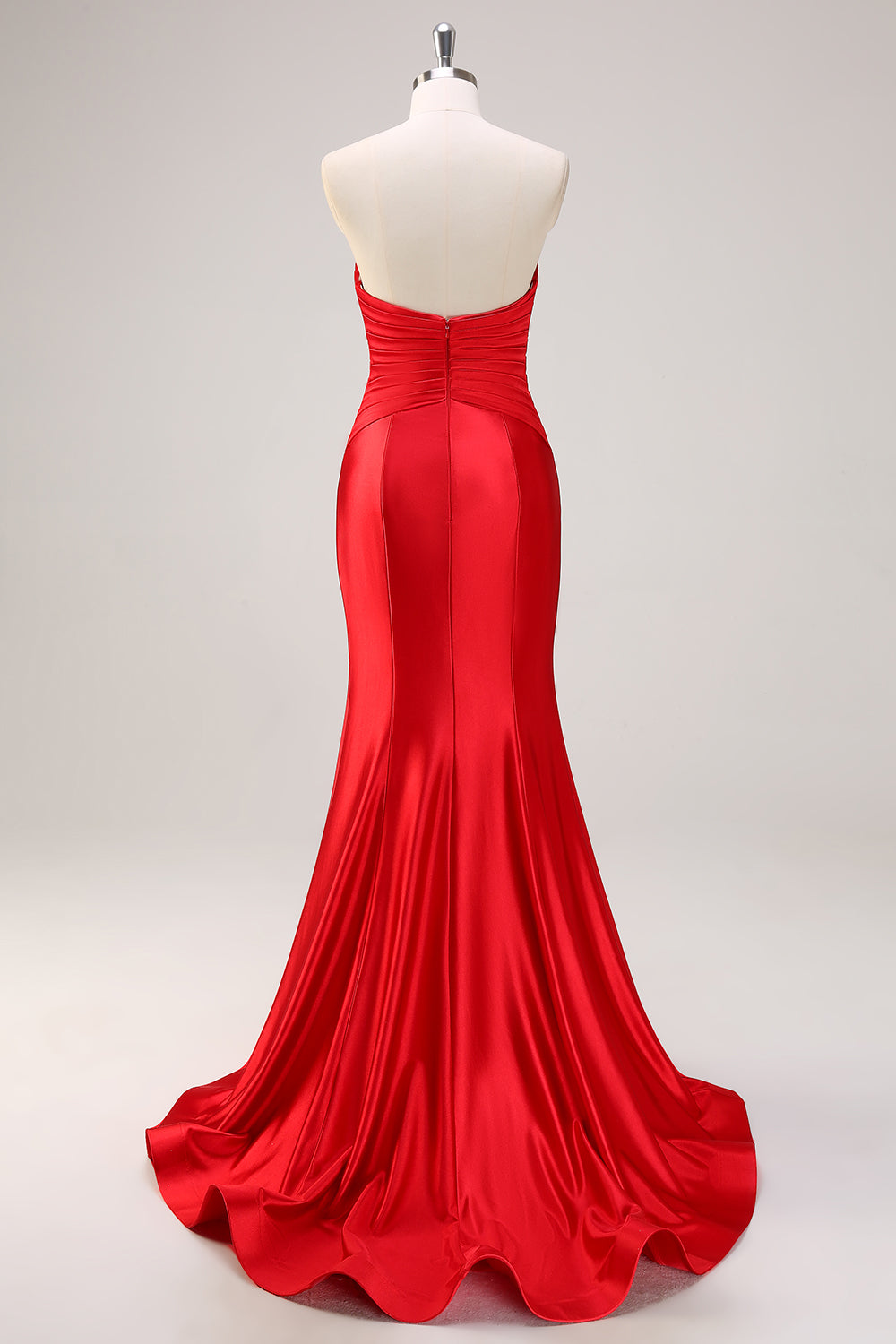 Red Mermaid Hollow Out Strapless Long Prom Dress with Bows