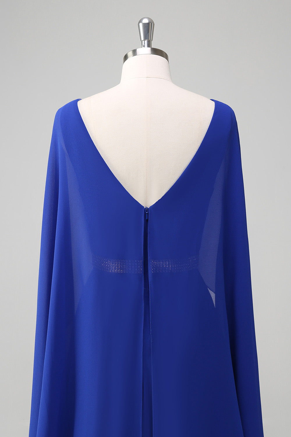 Royal Blue A Line V-neck Chiffon Long Mother Dress with Belt