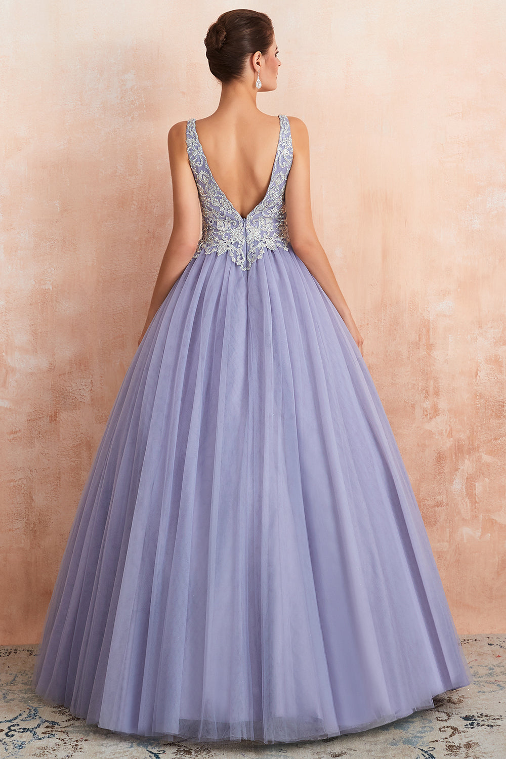 Purple Beaded Tulle Prom Dress