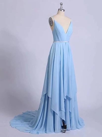 Stunning Chiffon Prom Dresses A-line Spaghetti Straps With Slit