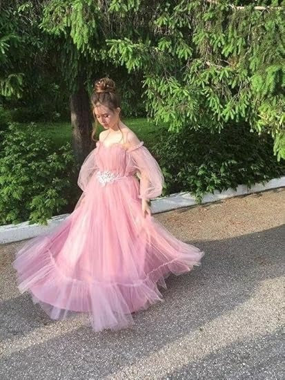 Amazing Off-the-shoulder Long Sleeves Beaded Appliqued Slit Tulle Prom Dresses