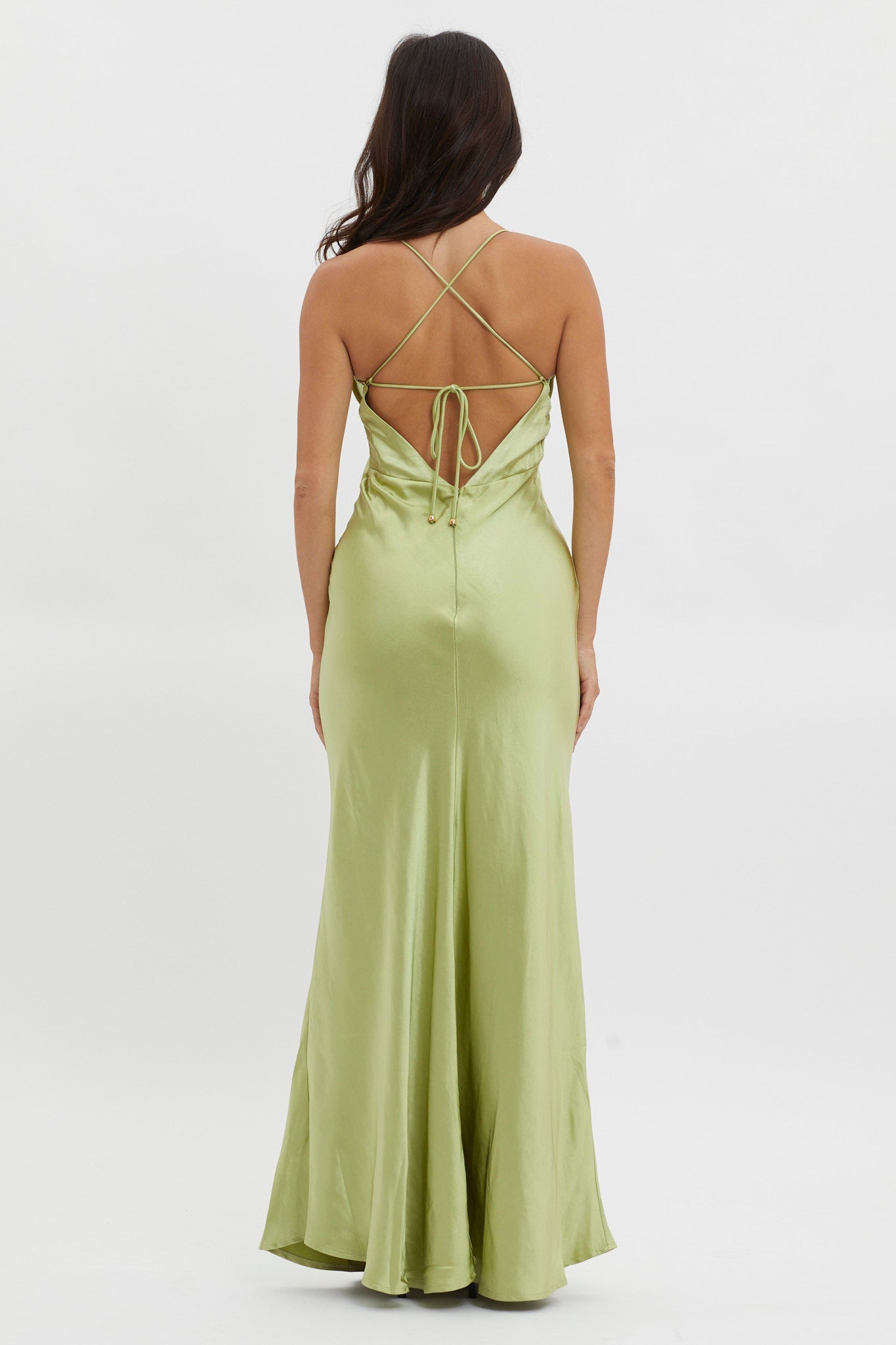 Alora Tie-Up Back Maxi Dress Olive