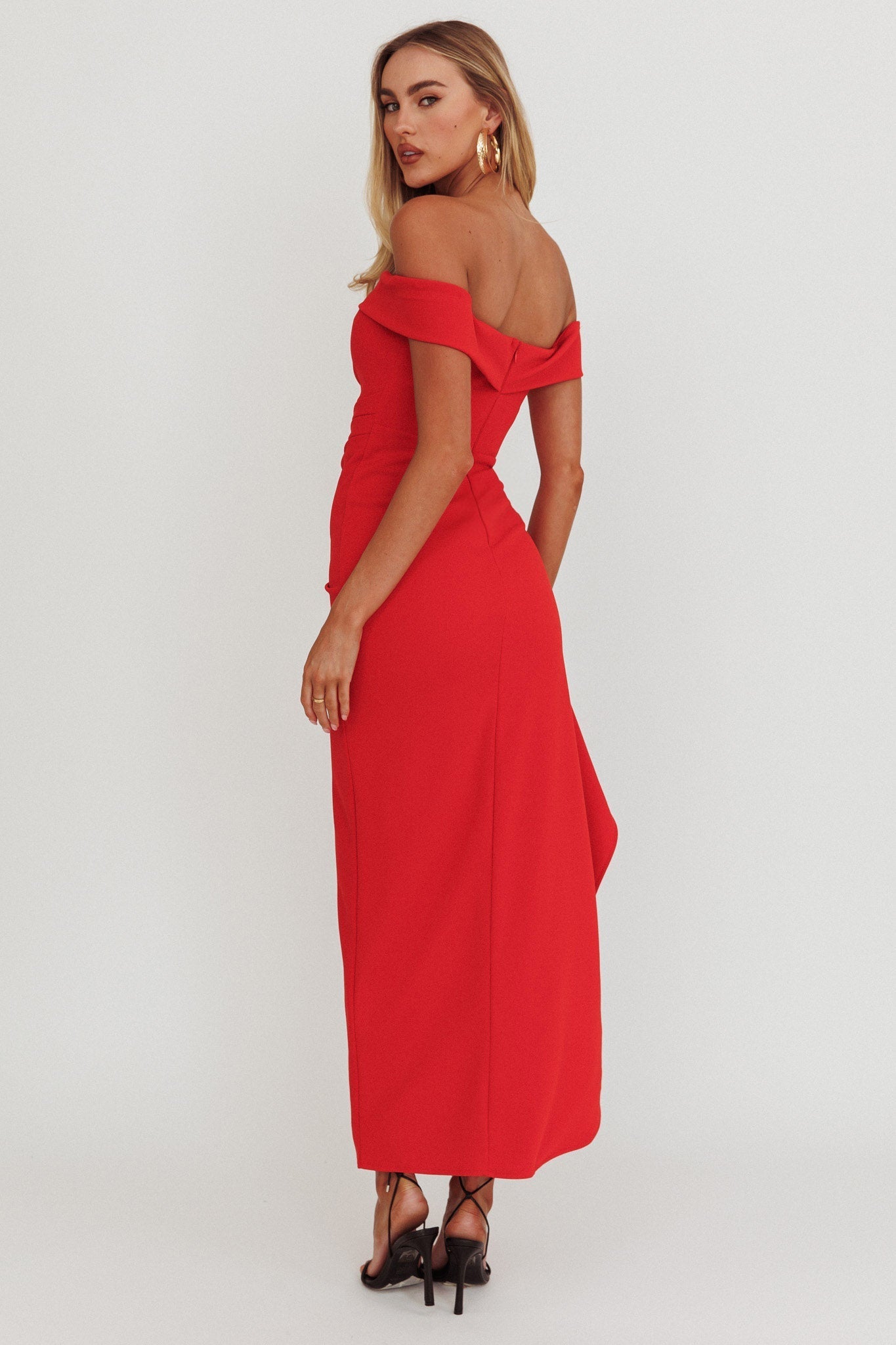 Cha Cha Strapless Thigh Split Dress Red