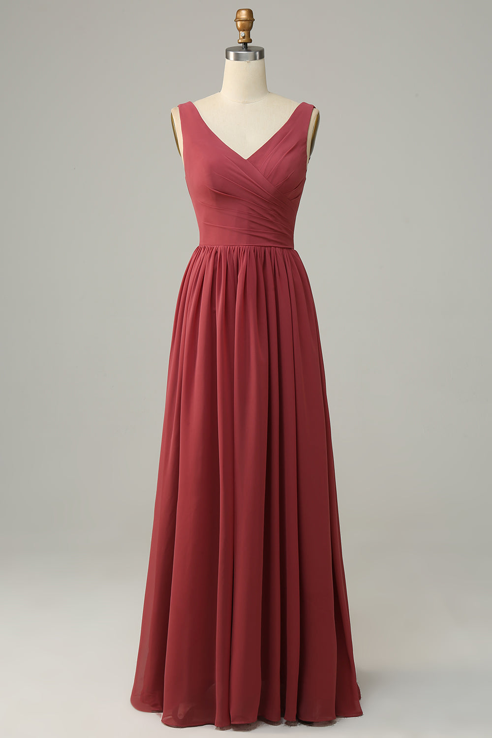 V Neck Open Back Desert Rose Bridesmaid Dress