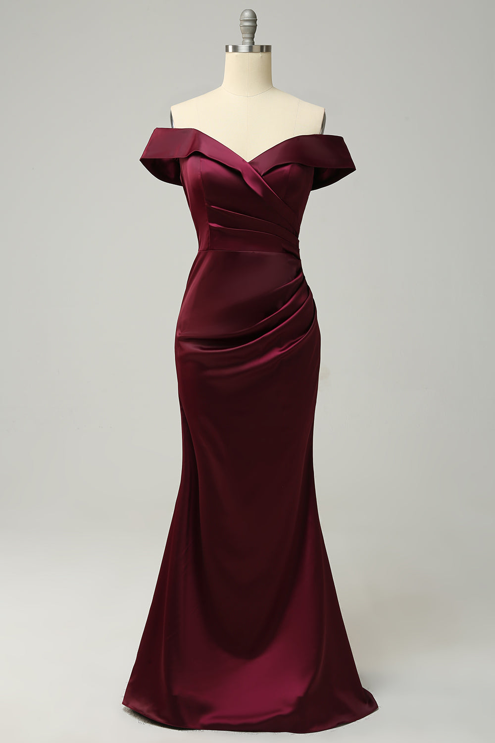 Mermaid Off The Shoulder Burgundy Plus Size Wedding Party Dress