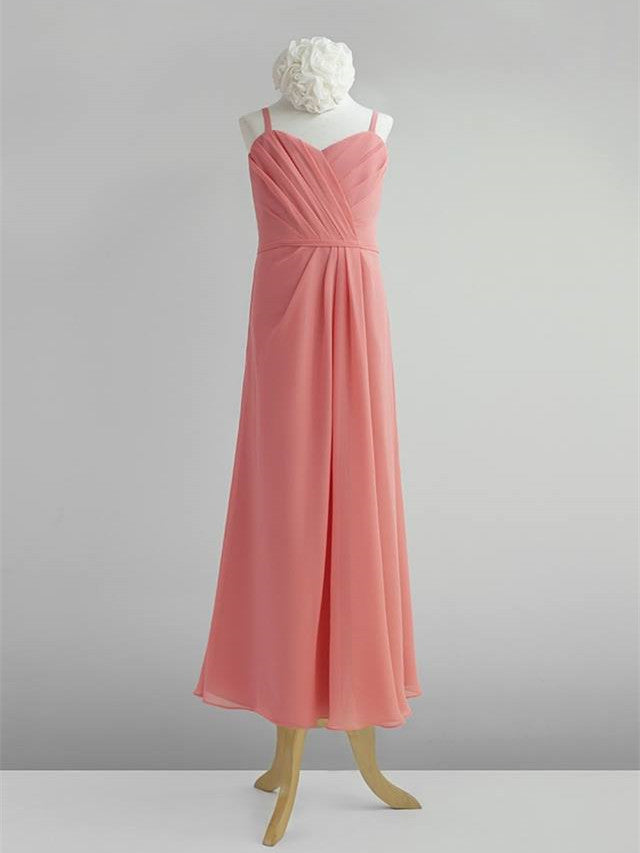 Simple Chiffon Spaghetti Straps Neckline Floor-length A-line Bridesmaid Dresses