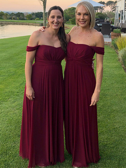 Sexy Chiffon Off-the-shoulder Neckline A-line Bridesmaid Dresses