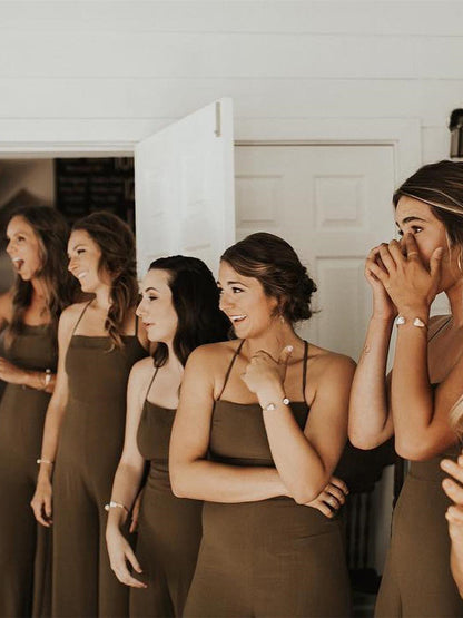 Romantic Jersey A-line Bridesmaid Dresses Long Jumpsuit Gowns