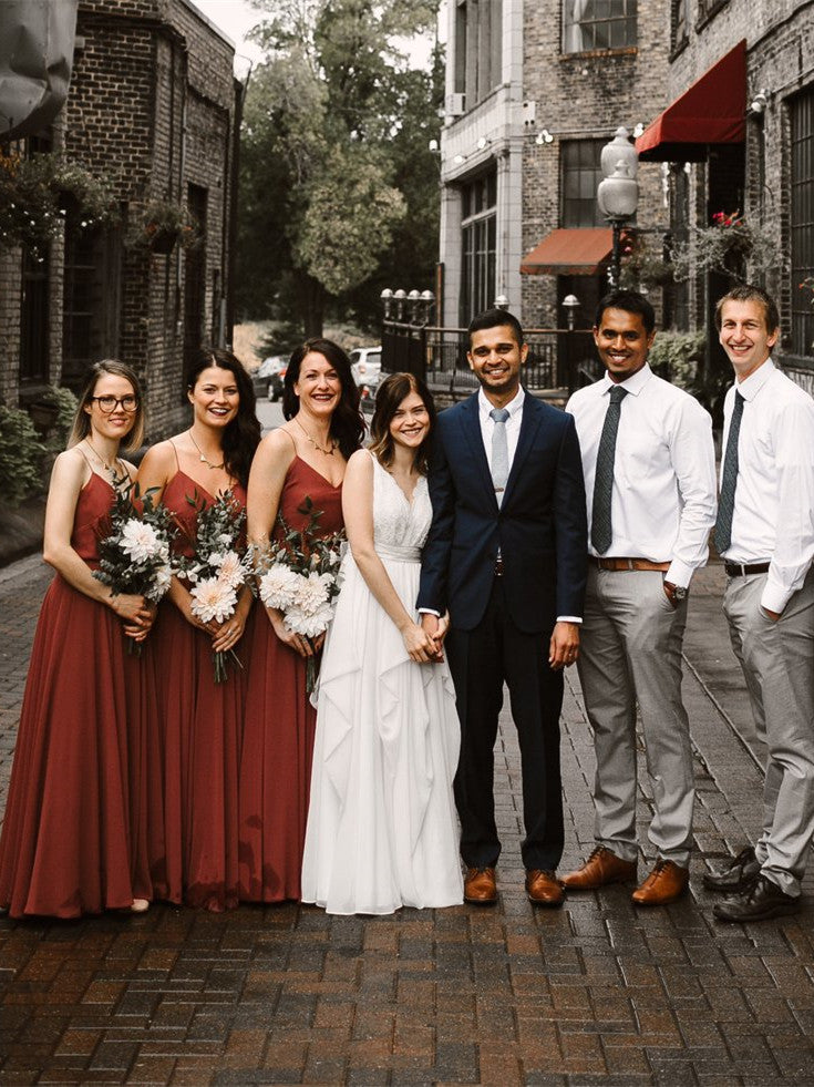 Fabulous Chiffon Long Bridesmaid Dresses A-line Spaghetti Straps