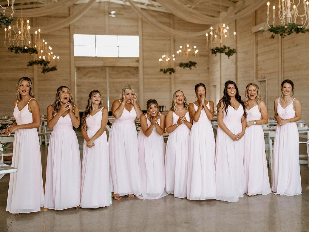 Elegant Chiffon Floor-length Bridesmaid Dresses A-line Long Gowns