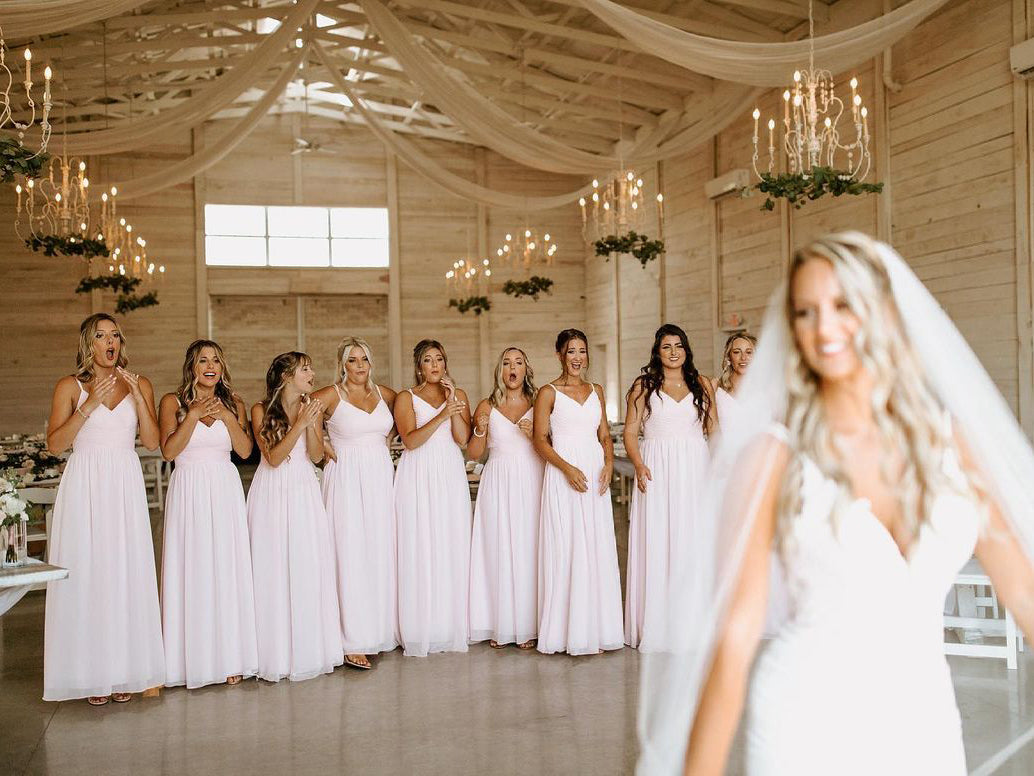Elegant Chiffon Floor-length Bridesmaid Dresses A-line Long Gowns