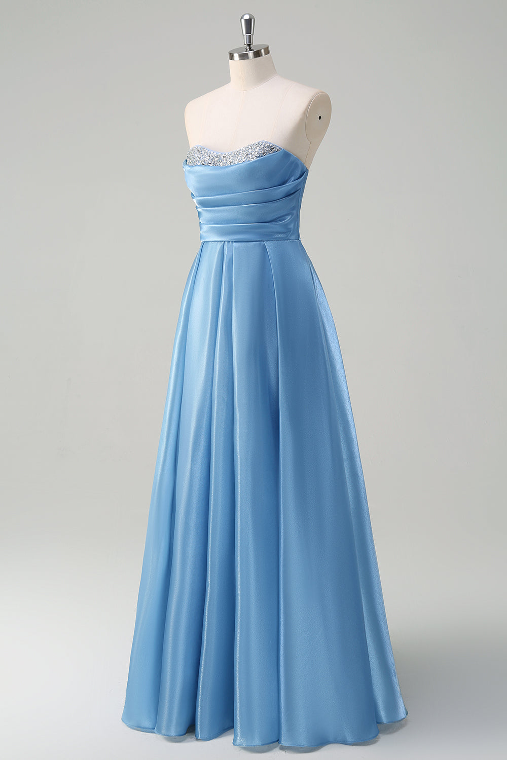 Sparkly Blue Sweetheart A-Line Long Prom Dress