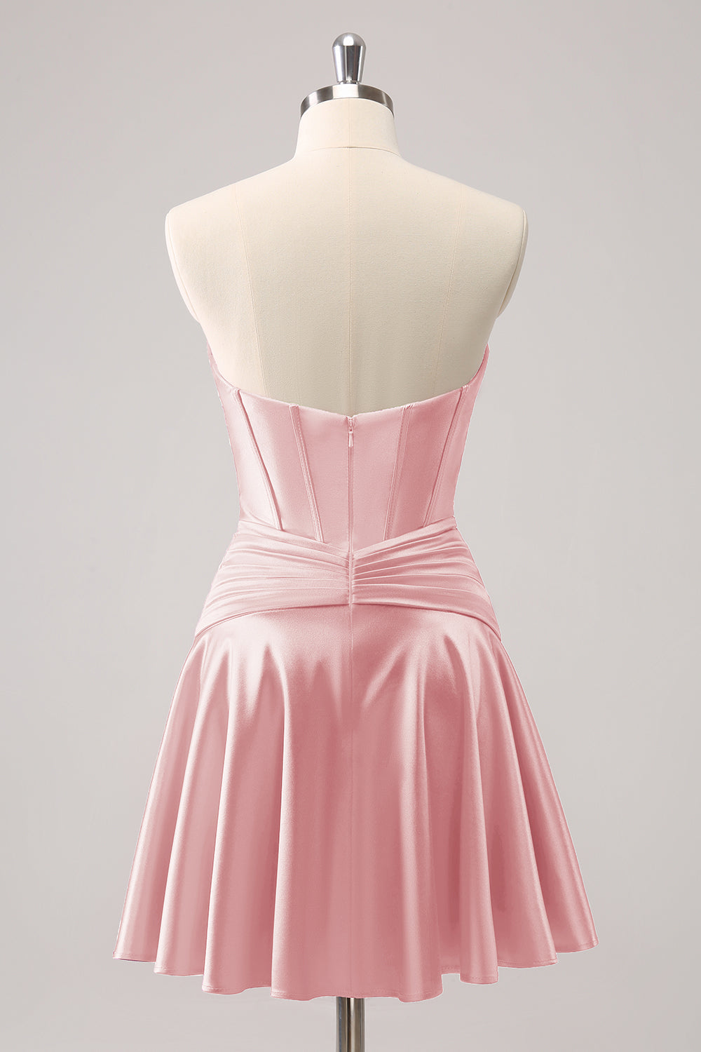 Fuchsia A Line Strapless Satin Short Homecoming Dress