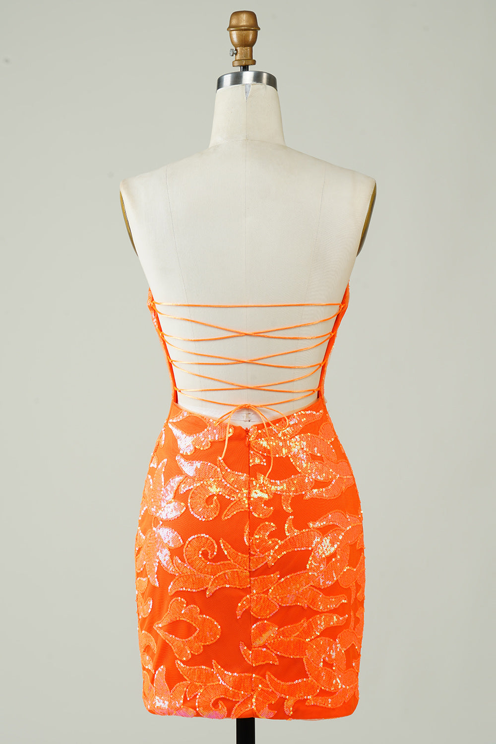 Strapless Orange Tight Homecoming Dress