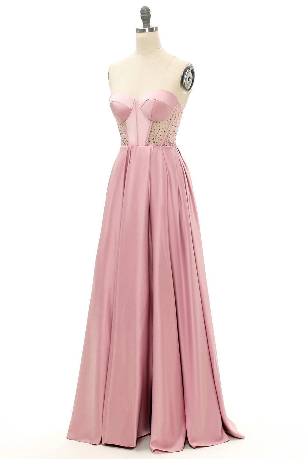 Blush Beaded Sweetheart Long Prom Dress