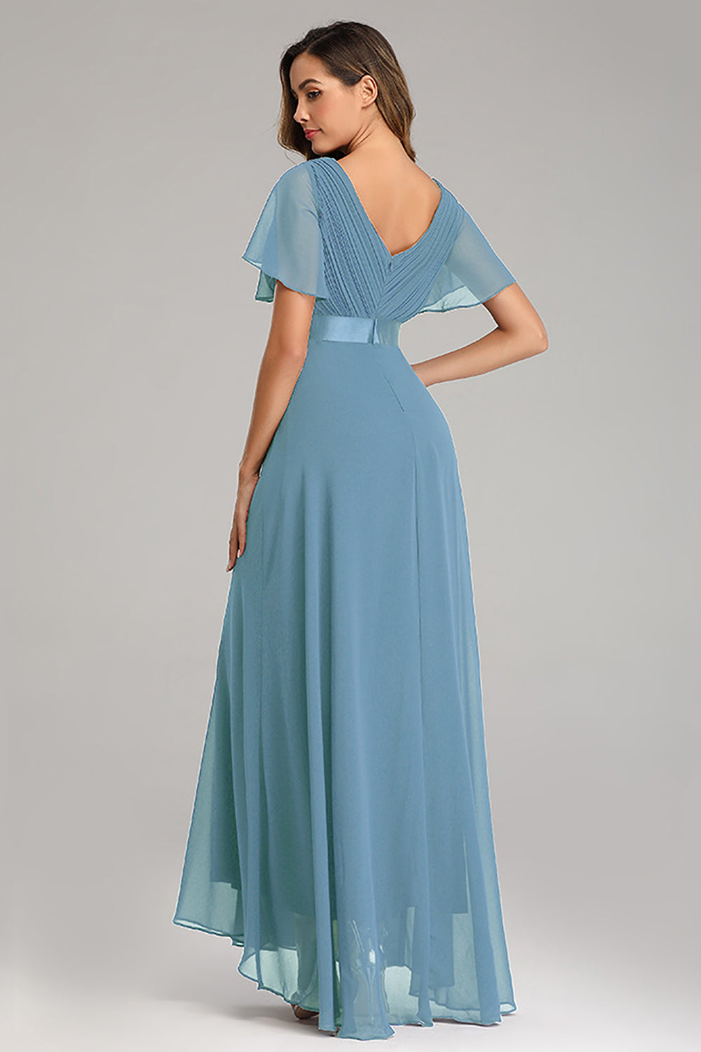 Dark Green Chiffon Long Bridesmaid Dress with Ruffles