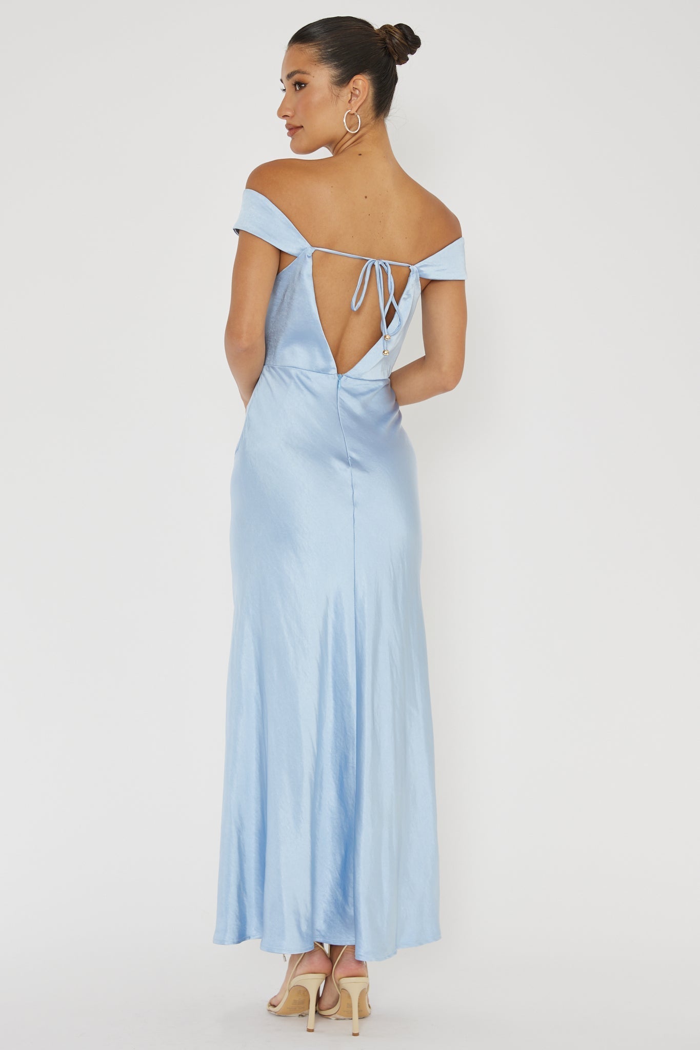 Lucinda Off-Shoulder V-Back Dress Blue