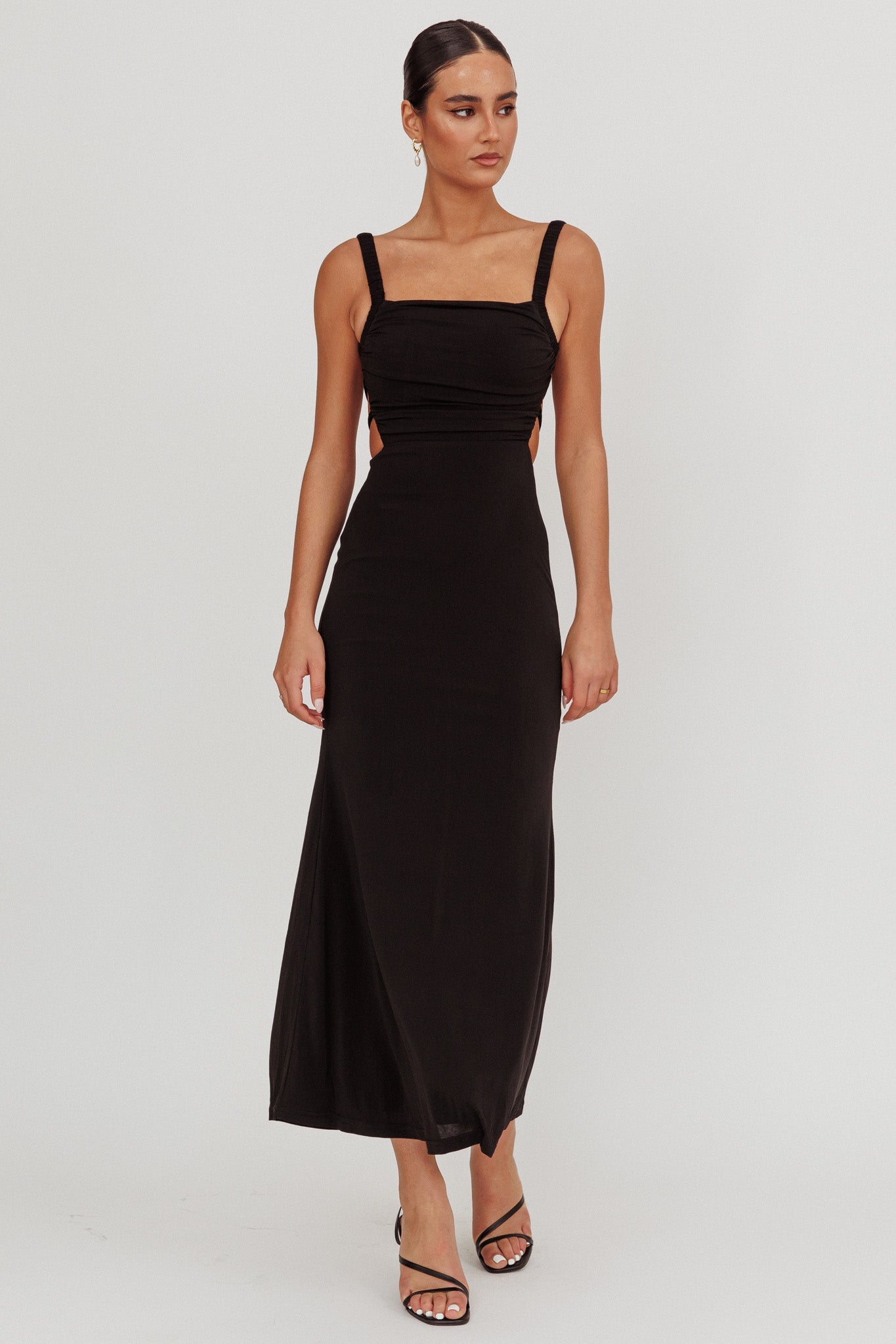 Dream Crush Lace-Up Back Maxi Dress Black